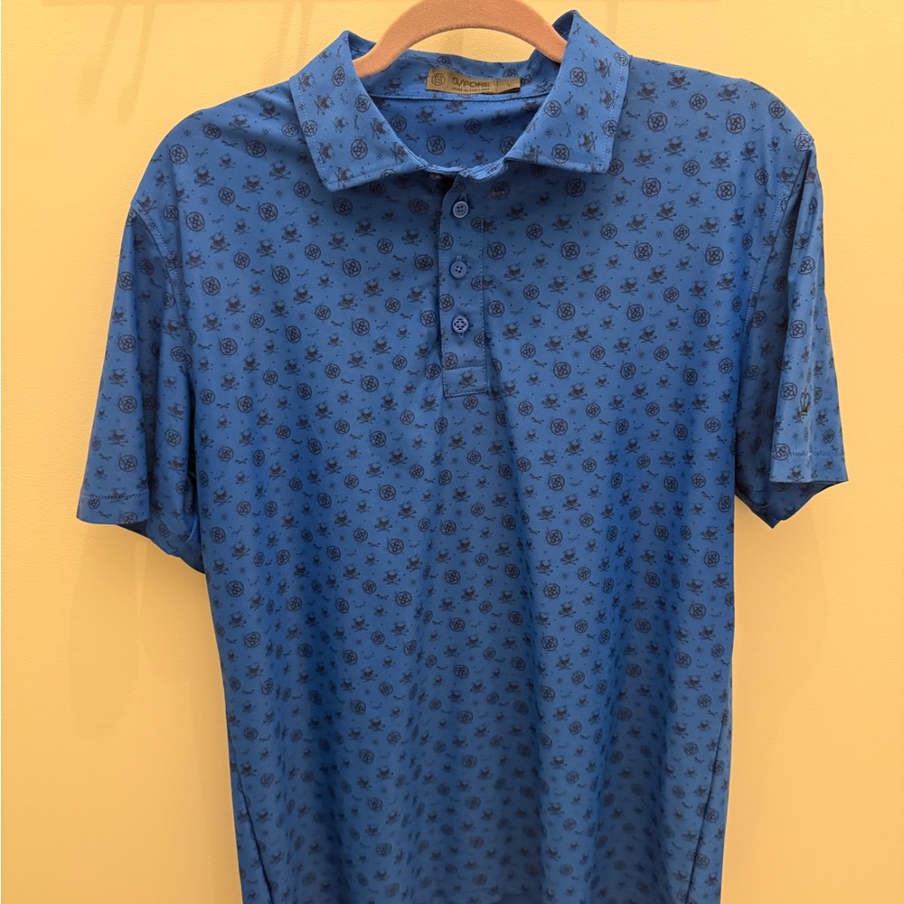 G/FORE Blue and Black Patterned Polo Shirt